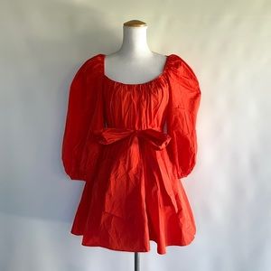 Cinq à Sept Delilah Fire Coral Belted Taffeta Mini Dress - sz 2